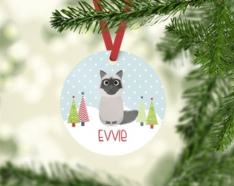 AC-30lymSL Birman Cat 'Love You Mum' Photo Slate Christmas Gift Ornament 