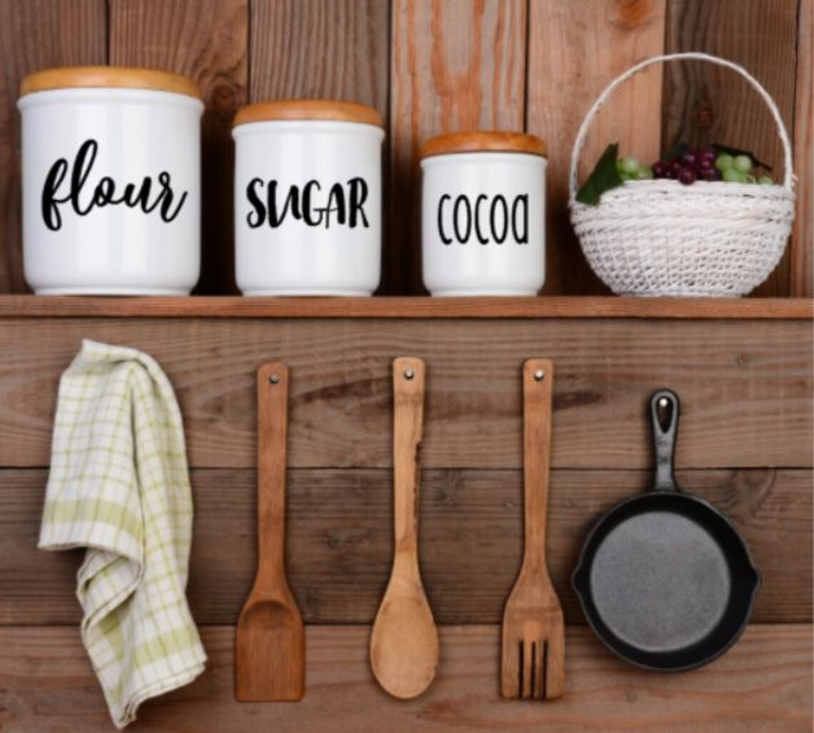 Pantry Canister Labels Vinyl Pantry Labels Custom Pantry Etsy