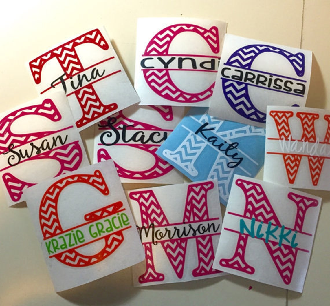 Chevron Vinyl Name Decal Cup Decal Chevron Decal Tumbler Etsy