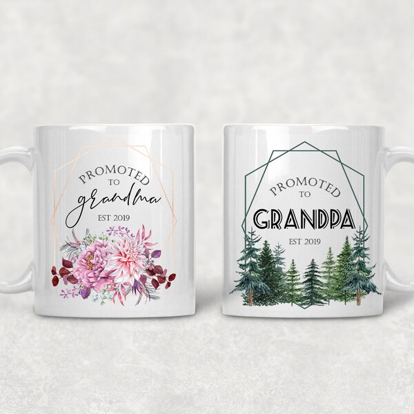 Coffee Mug, Promoted to Grandma & Grandpa Mug Set, Pregnancy reveal , Grandparents gift, Grandma mug, Grandpa mug, Coffee mug,