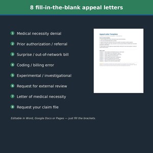 Insurance Denial Appeal Kit | Fight a Denied Health Claim | Appeal Letter Templates + Step-by-Step Guide | Editable Instant Download image 3