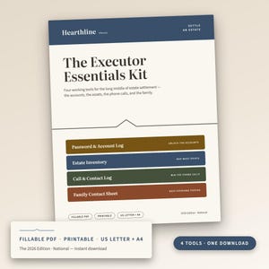 Executor Organizer Bundle, Estate Settlement Kit, Executor of Estate Binder Printable, Probate Organizer Bundle, 4 Fillable PDFs, Letter A4