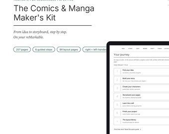 reMarkable Paper Pro Template, Comics and Manga Maker Kit, Storyboard, Panel Layouts, Character Sheets, Hyperlinked PDF 257 Pages