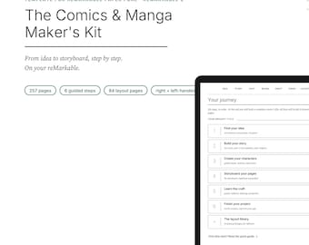 reMarkable 2 and Paper Pure Template, Comics and Manga Maker Kit, Storyboard, Panel Layouts, Character Sheets, Hyperlinked PDF 257 Pages