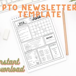 PTO PTA Newsletter- Digital Download, Editable