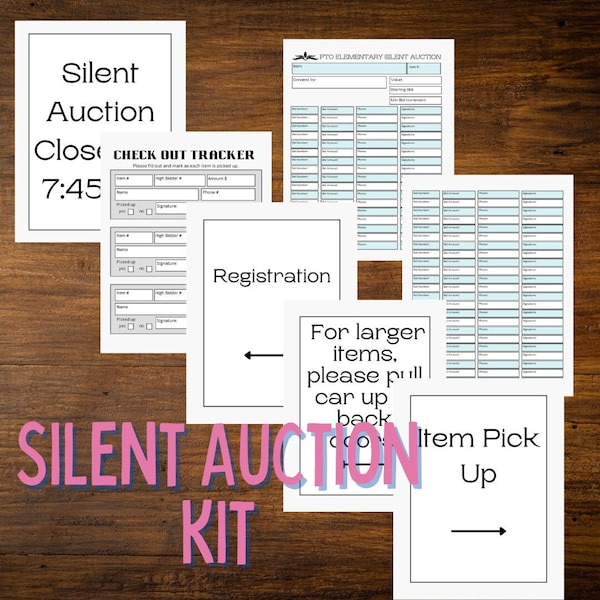 PTO PTA Silent Auction Bundle- Instant Download Editable