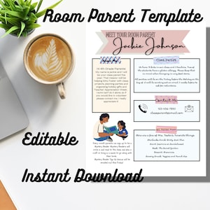 Padre de clase, Padre de habitación, Mamá de habitación, Papá de clase, Plantilla de papá de habitación, Descarga instantánea editable