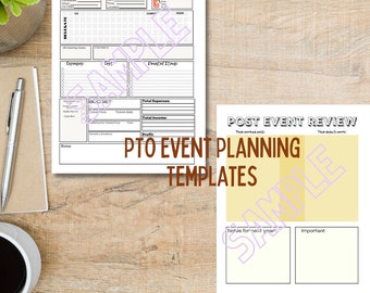 PTO PTA Event Planning and Post Event Review Templates-Instant Download, Editable and Blank PDF Templates