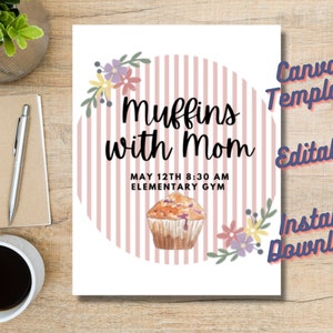 Bearbeitbare Muffins mit Mama Flyer, Muttertag, Mama, PTA Event Flyer