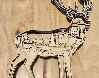 3D Layered Deer Art
