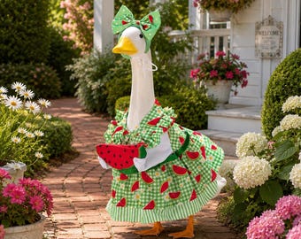 Summer Watermelon Porch Goose Outfit, Polyester 7/17/23 Inch Goose Costume, Farmhouse Patio Garden Summer Front Step Decor Housewarming Gift