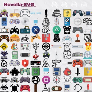 Gaming Icon SVG PNG EPS Files Bundle, Gaming Icon Cut Files, Gaming Icon Layered, Clipart, Gaming Icon Diigtal Sticker, Cricut Silhouette