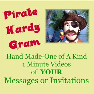 Personalized Pirate Video Message Or Invitation Pirate Hardy Puppet VIDEO Gram E Card