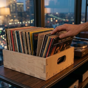 Birch Plywood Storage Crate: Interlocking Cube Shelf Organizer (12.875" W x 14" D x 4.3" H)