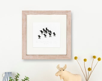 Crowd of Tiny Birds - lino cut print