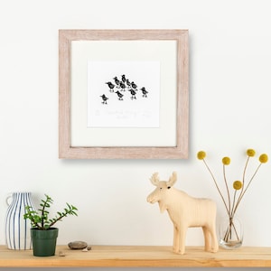 Crowd of Tiny Birds - lino cut print