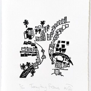 Teeny Tiny Frome - lino cut print
