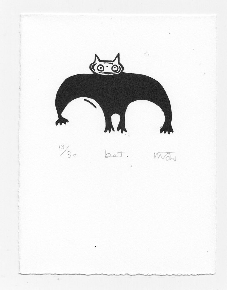 Lino Print Bat image 1