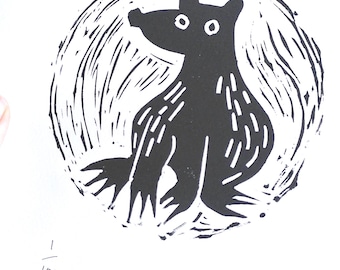 Bear - lino cut print