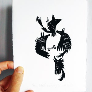 Wolf Nursery School - lino cut print