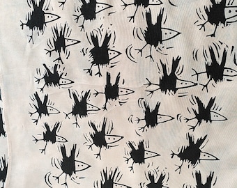 Crows - cotton tea towel, kitchen cloth