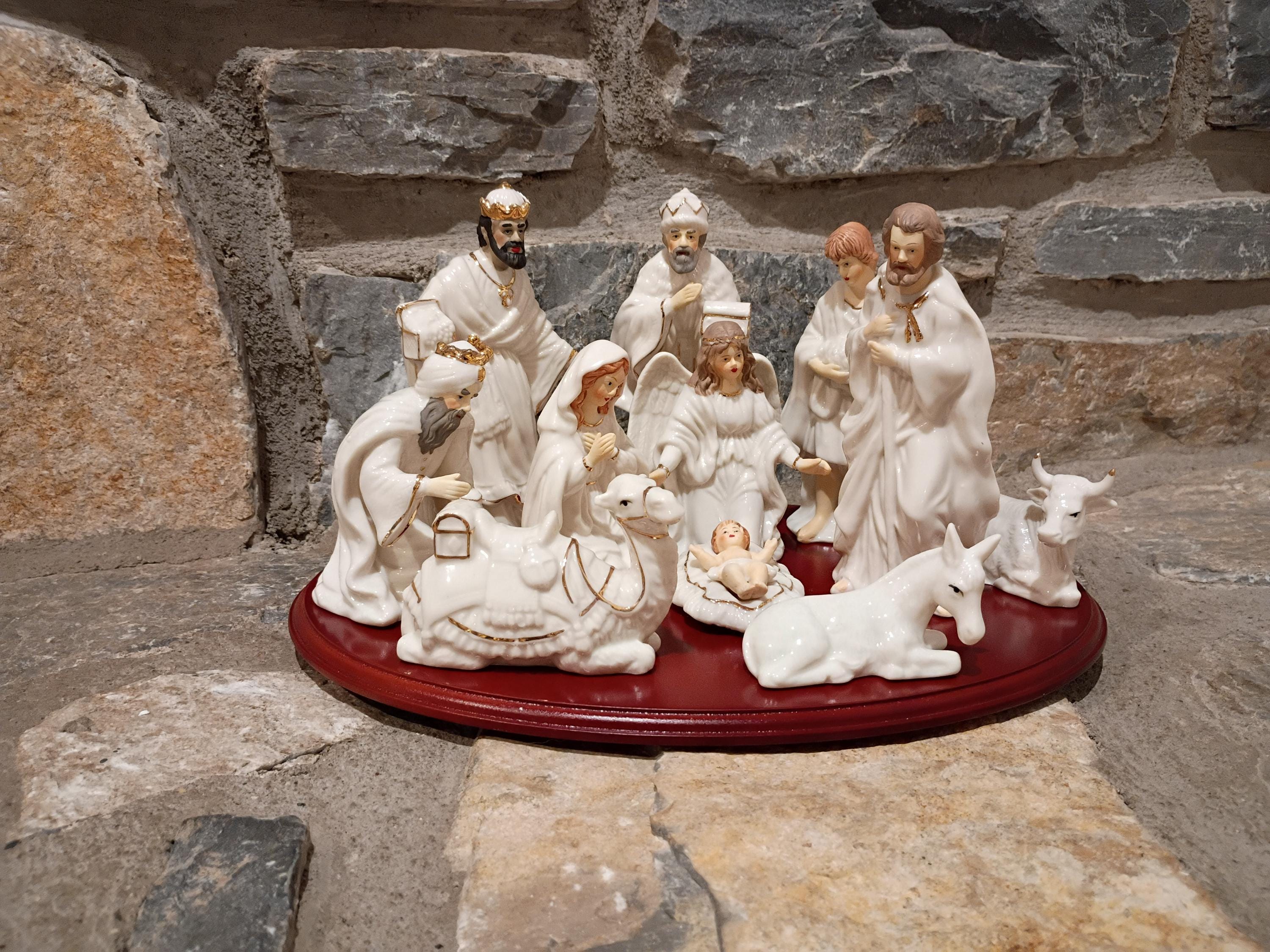 White Gold Porcelain Nativity Set - Etsy