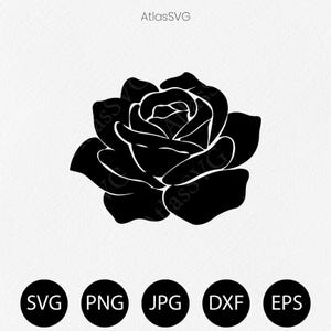 ros svg | rosblomma svg png dxf eps jpg | rossilhuett svg | rosdekal för Cricut-tröja alla hjärtans dag-present blommig konst vintage kärlek
