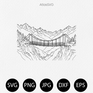 bro svg | hängbro svg png dxf eps jpg | bro klippfil | brodekal för Cricut-tröja äventyr presentkonst vintage