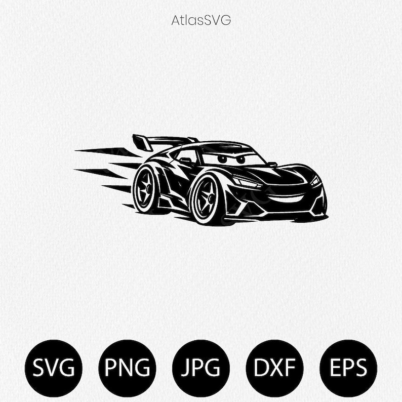 Race Car Svg | Cartoon Car Svg Png Dxf Eps Jpg | Sport Car Cut File ...