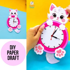 Easy DIY Paper Craft for Kids | Printable | Cute Hello Kitty Clock | 30-Minute Activity