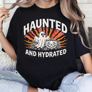 Haunted Hydrated Ghost Coffee Halloween Print, Plaid Pumpkins Digital Download
