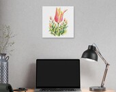 Pink Orange Tulip Botanical Art Classic Stretched Canvas | Floral Wall Decor, alternate view (Bill Shew)