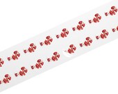 Watercolor Candy Cane Sticker, Red White Snowflakes, Holiday Decor (Roll), close-up (Bill Shew)