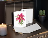 Pink Lily Greeting Card, Watercolor Botanical Card, Floral Note Card, Lily Flower Card, alternate view (Bill Shew)