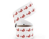 Watercolor Candy Cane Sticker, Red White Snowflakes, Holiday Decor (Roll), alternate view (Bill Shew)
