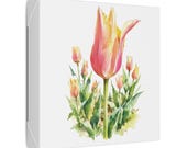 Pink Orange Tulip Botanical Art Classic Stretched Canvas | Floral Wall Decor, detail view (Bill Shew)