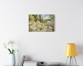 Daisy Field Lakeside Sailboats Canvas Print, Textured Landscape Wall Art, alternate view (Bill Shew)