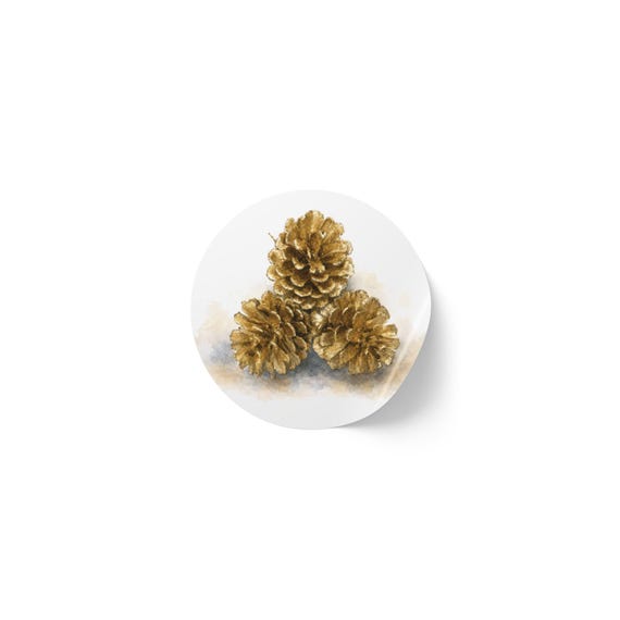 Gold Pinecone Sticker, Christmas Pinecone Sticker, Golden Winter Decor by Bill Shew