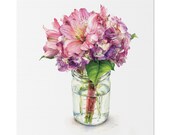 Pink Purple Floral Bouquet Botanical Art Classic Stretched Canvas, Bill Shew canvas print