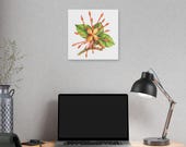 Orange Ixora Botanical Art Classic Stretched Canvas | Tropical Floral Wall Decor, alternate view (Bill Shew)