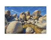 Lakeside Boulders Canvas Print, Granite Rocks Digital Art Print, Nature Wall Art, Canvas Wall Decor, Bill Shew wall art print