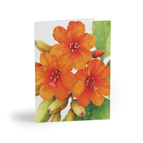Orange Sea Hibiscus Watercolor Greeting Card, Tropical Floral Art (Blank Inside) Orange Sea Hibiscus Watercolor Greeting Card, Tropical Floral Art (Blank Inside) by Bill Shew