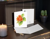 8 cards - Orange Sea Hibiscus Watercolor Card, Tropical Floral Botanical Art Note, alternate view (Bill Shew)