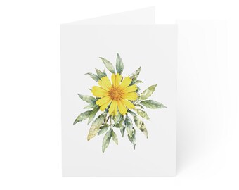 Coreopsis Flower Greeting Card, Digital Art Print, Botanical Card, Blank Inside