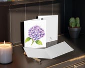 Purple Hydrangea Botanical Watercolor Greeting Card, Lavender Floral Art, alternate view (Bill Shew)