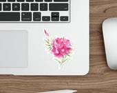 Pink Oleander Flower Sticker, Watercolor Botanical Decal, detail view (Bill Shew)