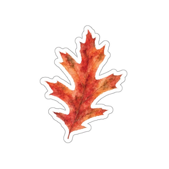 Red Maple Leaf Sticker, Watercolor Autumn Leaf Sticker, Fall Foliage Sticker by Bill Shew