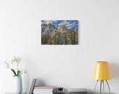 Textured Alpine Lake Canvas Print, Pine Forest Mountain Wall Art, alternate view (Bill Shew)