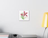 Red White Columbine Botanical Art Classic Stretched Canvas, alternate view (Bill Shew)