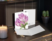 Red Clover Watercolor Greeting Card, Purple Trifolium Pratense Botanical Art, alternate view (Bill Shew)